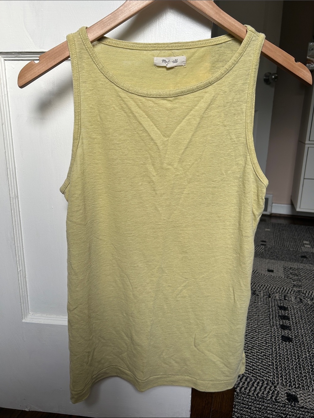 Madewell Pale Lime Linen-Blend Tank Top